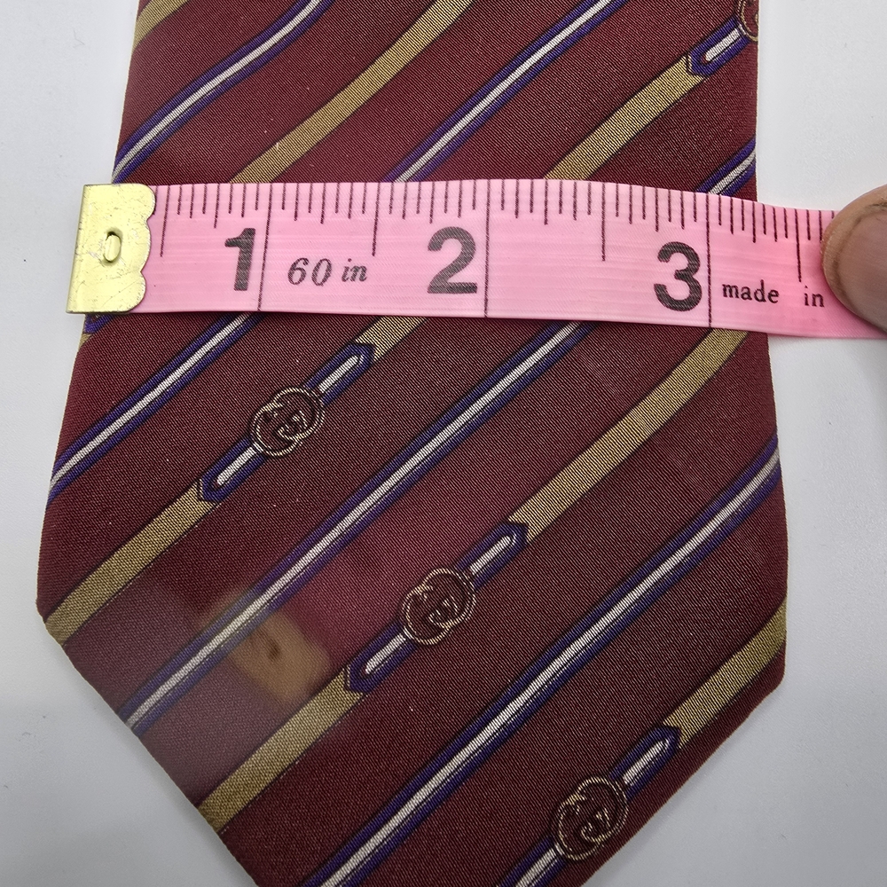 Vintage Silk Gucci Burgundy Tie with Gold and Blue Stripes - Picture 6 of 11